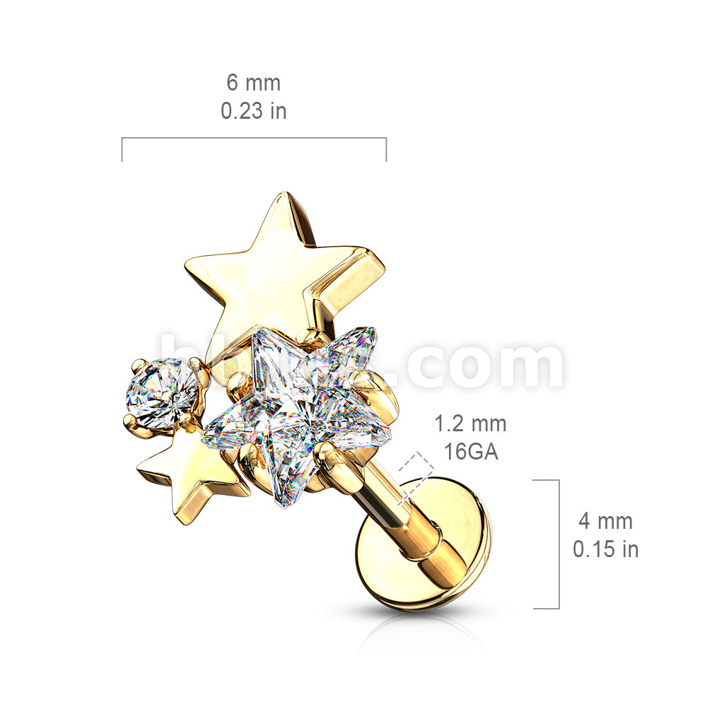 Cluster CZ Star Top Internally Threaded 316L Surgical Steel Flat Back... - Image 6