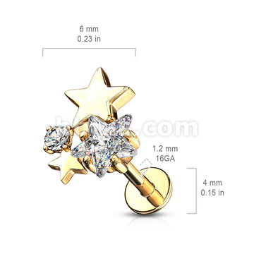 Cluster CZ Star Top Internally Threaded 316L Surgical Steel Flat Back... - Image 6