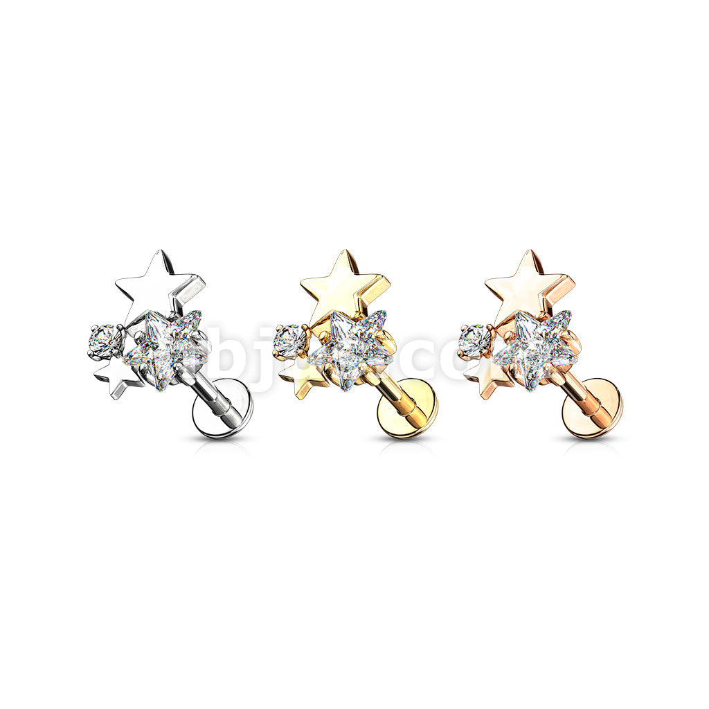 Cluster CZ Star Top Internally Threaded 316L Surgical Steel Flat Back... - Image 7