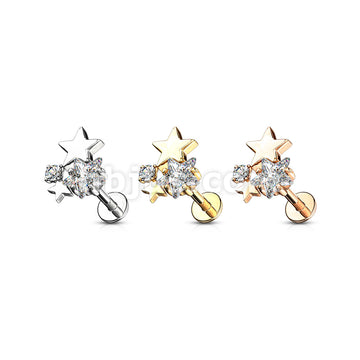 Cluster CZ Star Top Internally Threaded 316L Surgical Steel Flat Back... - Image 7
