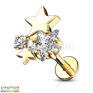 Cluster CZ Star Top Internally Threaded 316L Surgical Steel Flat Back... - Image 2