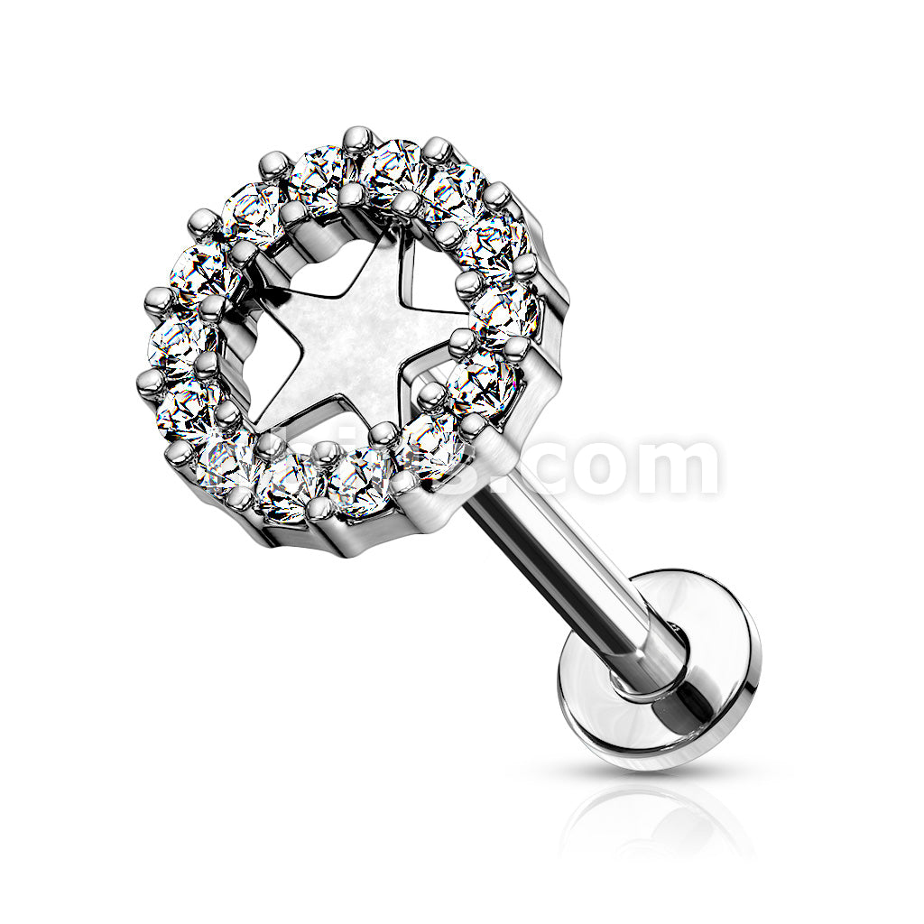 CZ Paved Circle With Star Center Internally Threaded 316L Surgical... - Image 3