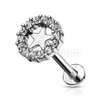 CZ Paved Circle With Star Center Internally Threaded 316L Surgical... - Image 3