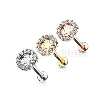 CZ Paved Circle With Star Center Internally Threaded 316L Surgical... - Image 7