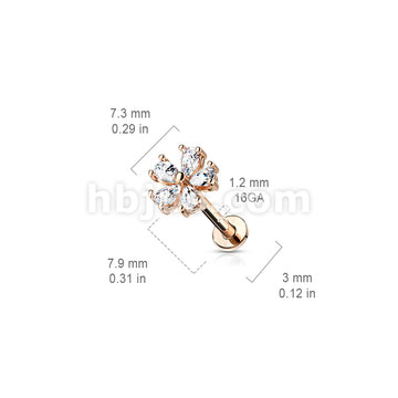 Five Pear CZ Petal Flower Internally Threaded 316L Surgical Steel Flat... - Image 6