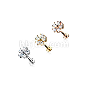 Five Pear CZ Petal Flower Internally Threaded 316L Surgical Steel Flat... - Image 7