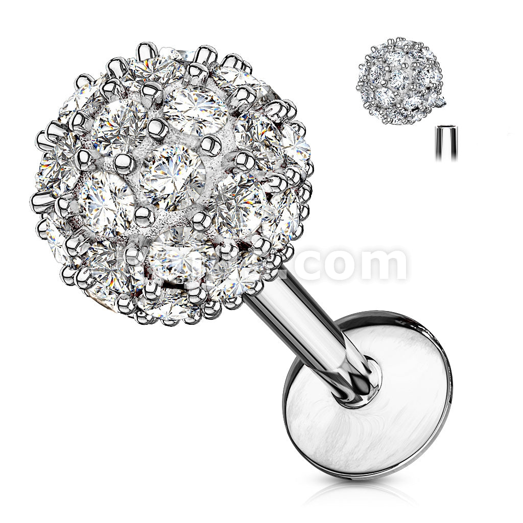 316L Surgical Steel CZ Paved 6mm Ball Top 316L Surgical Steel... - Image 3