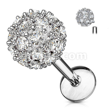 316L Surgical Steel CZ Paved 6mm Ball Top 316L Surgical Steel... - Image 3