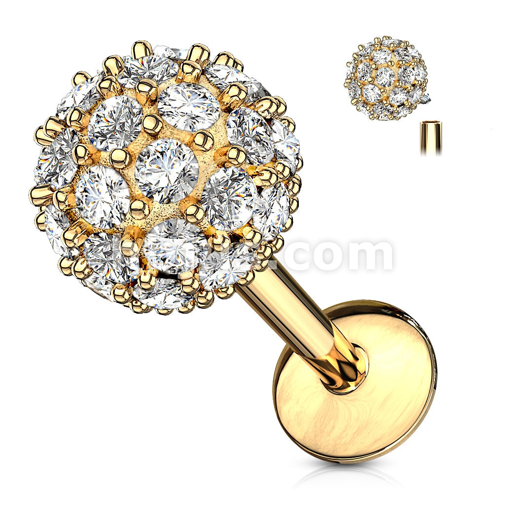 316L Surgical Steel CZ Paved 6mm Ball Top 316L Surgical Steel... - Image 4
