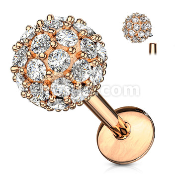 316L Surgical Steel CZ Paved 6mm Ball Top 316L Surgical Steel... - Image 5