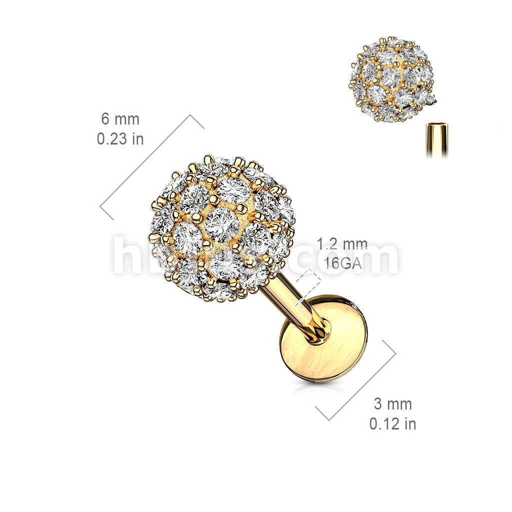 316L Surgical Steel CZ Paved 6mm Ball Top 316L Surgical Steel... - Image 6