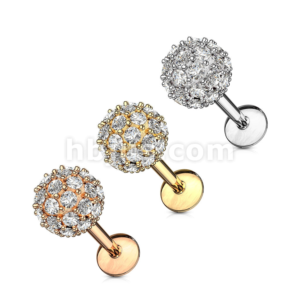 316L Surgical Steel CZ Paved 6mm Ball Top 316L Surgical Steel... - Image 7