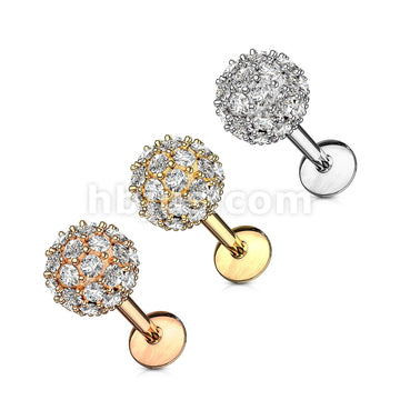 316L Surgical Steel CZ Paved 6mm Ball Top 316L Surgical Steel... - Image 7