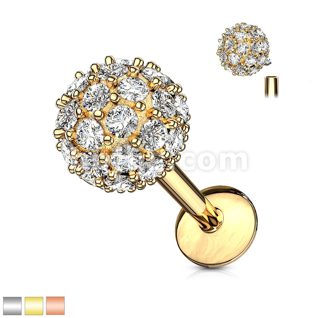 316L Surgical Steel CZ Paved 6mm Ball Top 316L Surgical Steel... - Image 2