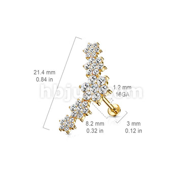 Five Double Tiered CZ Flowers Curve Top 316L Surgical Steel Internally... - Image 6