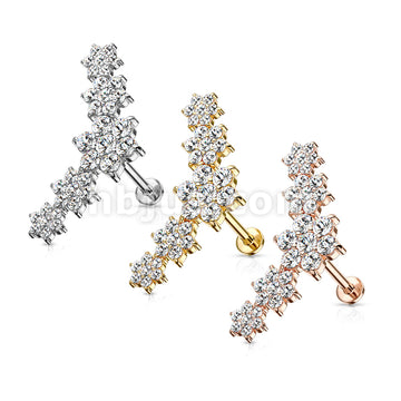 Five Double Tiered CZ Flowers Curve Top 316L Surgical Steel Internally... - Image 7