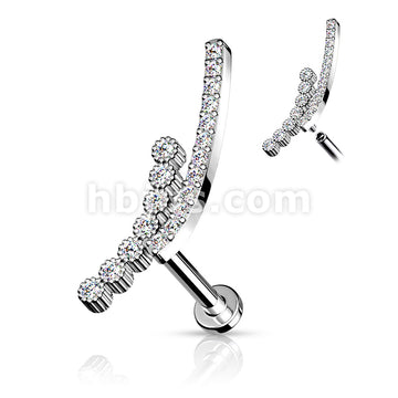 Double Lined CZ Paved Curve Top on Internally Threaded 316L Surgical... - Image 3