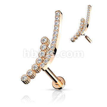 Double Lined CZ Paved Curve Top on Internally Threaded 316L Surgical... - Image 5