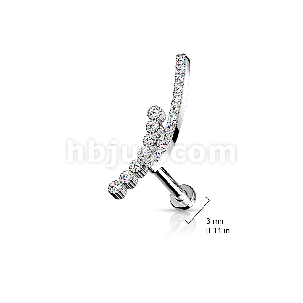 Double Lined CZ Paved Curve Top on Internally Threaded 316L Surgical... - Image 7