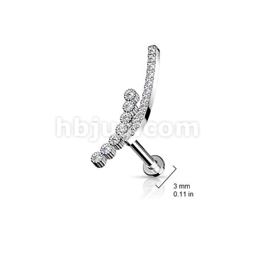 Double Lined CZ Paved Curve Top on Internally Threaded 316L Surgical... - Image 7