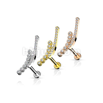 Double Lined CZ Paved Curve Top on Internally Threaded 316L Surgical... - Image 6