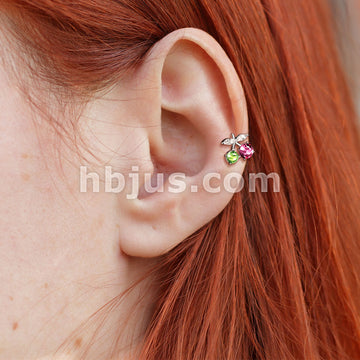 CZ Cherry Top on Internally Threaded 316L Surgical Steel Flat Back... - Image 4