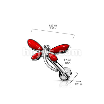 Dragonfly Top on Internally Threaded 316L Surgical Steel Flat Back... - Image 3