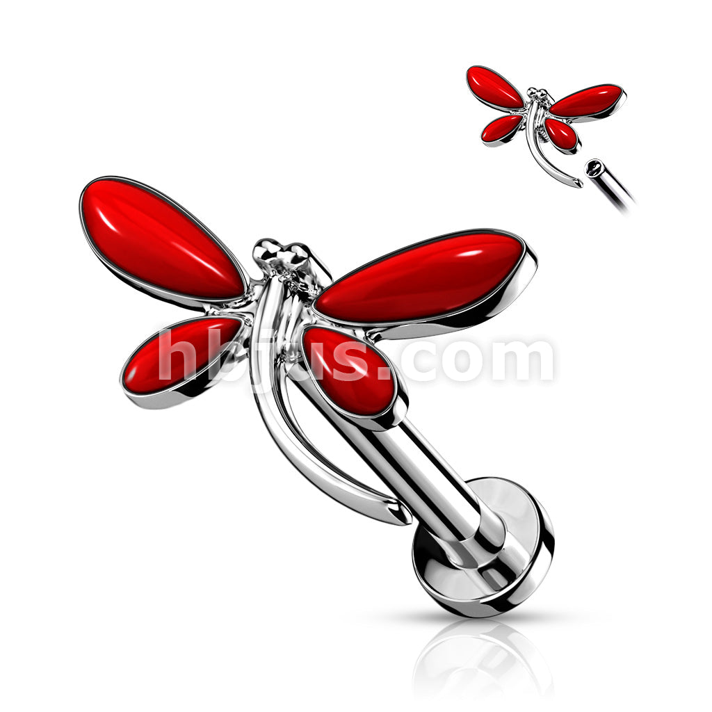Dragonfly Top on Internally Threaded 316L Surgical Steel Flat Back... - Image 2