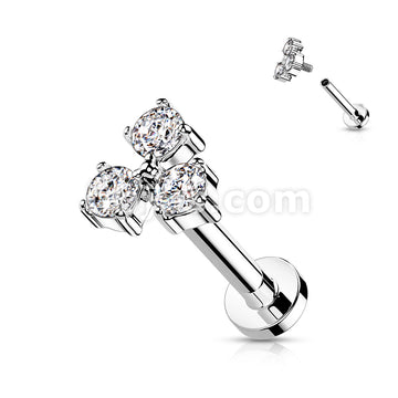 Triangle CZ Set Internally Threaded 316L Surgical Steel Flat Back Studs... - Image 4