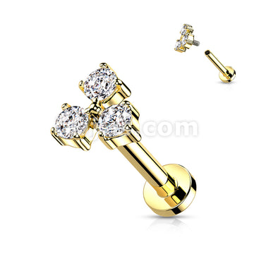 Triangle CZ Set Internally Threaded 316L Surgical Steel Flat Back Studs... - Image 5