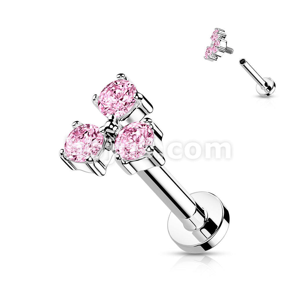 Triangle CZ Set Internally Threaded 316L Surgical Steel Flat Back Studs... - Image 6