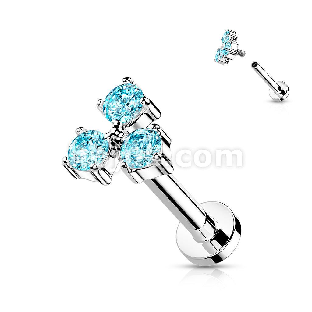 Triangle CZ Set Internally Threaded 316L Surgical Steel Flat Back Studs... - Image 7