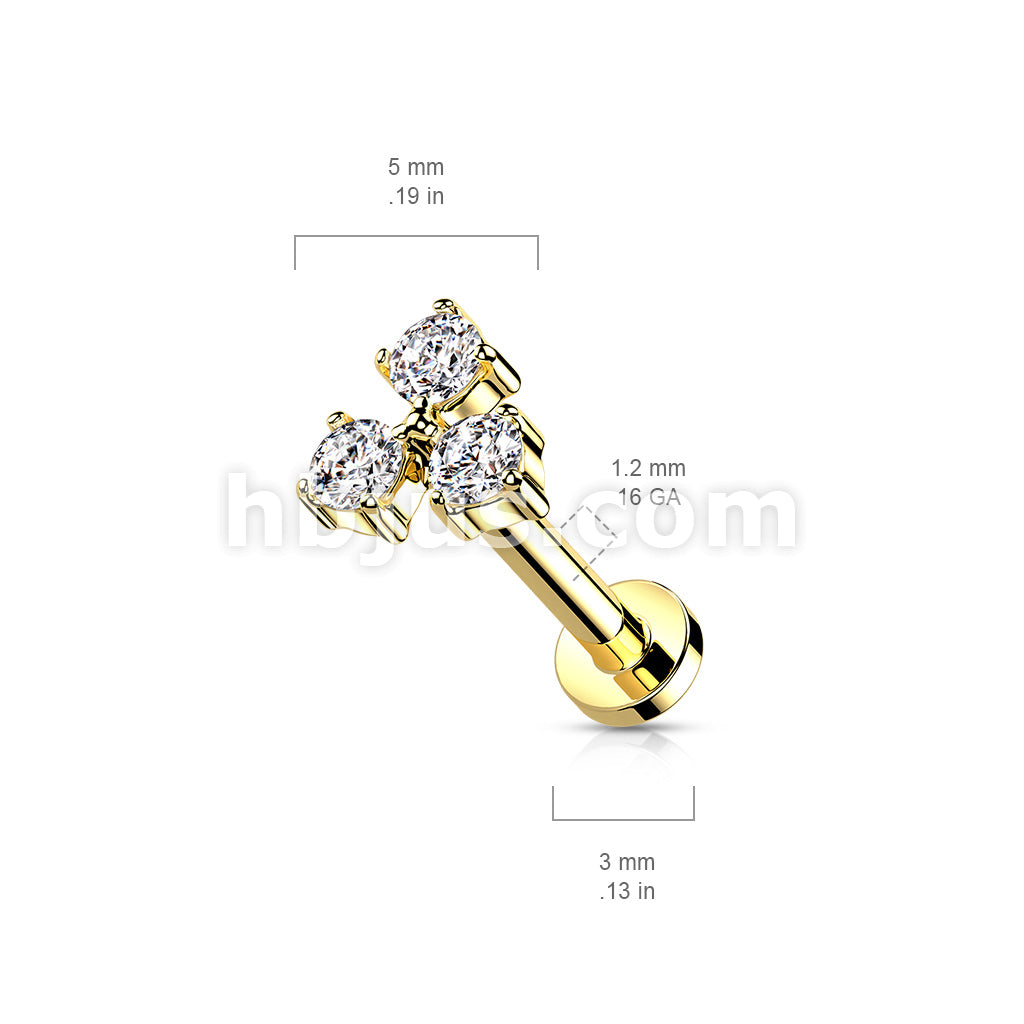 Triangle CZ Set Internally Threaded 316L Surgical Steel Flat Back Studs... - Image 9