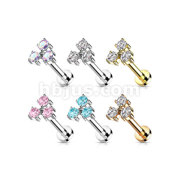Triangle CZ Set Internally Threaded 316L Surgical Steel Flat Back Studs... - Image 10