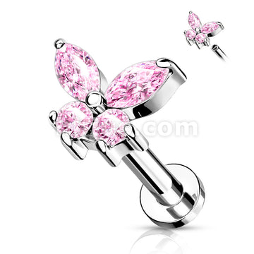 CZ Butterfly Top on Internally Threaded 316L Surgical Steel Flat Back... - Image 6