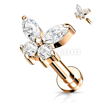 CZ Butterfly Top on Internally Threaded 316L Surgical Steel Flat Back... - Image 8