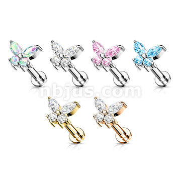 CZ Butterfly Top on Internally Threaded 316L Surgical Steel Flat Back... - Image 10