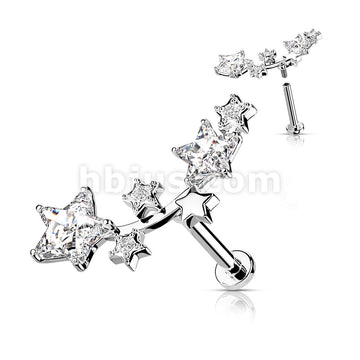 Multi Star CZ Vine Top Internally Threaded 316L Surgical Steel Flat... - Image 3