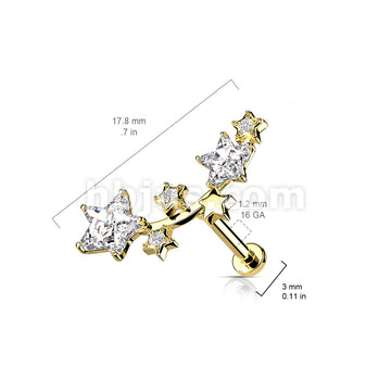 Multi Star CZ Vine Top Internally Threaded 316L Surgical Steel Flat... - Image 6