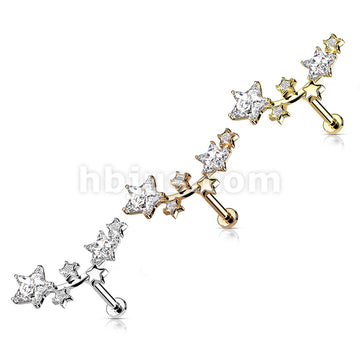 Multi Star CZ Vine Top Internally Threaded 316L Surgical Steel Flat... - Image 7