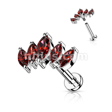 5 Marquise CZ Fan Set Top With Internally Threaded 316L Surgical Steel... - Image 9