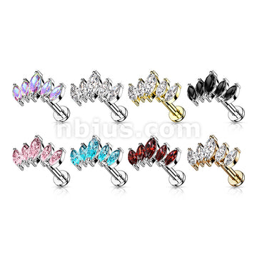 5 Marquise CZ Fan Set Top With Internally Threaded 316L Surgical Steel... - Image 12
