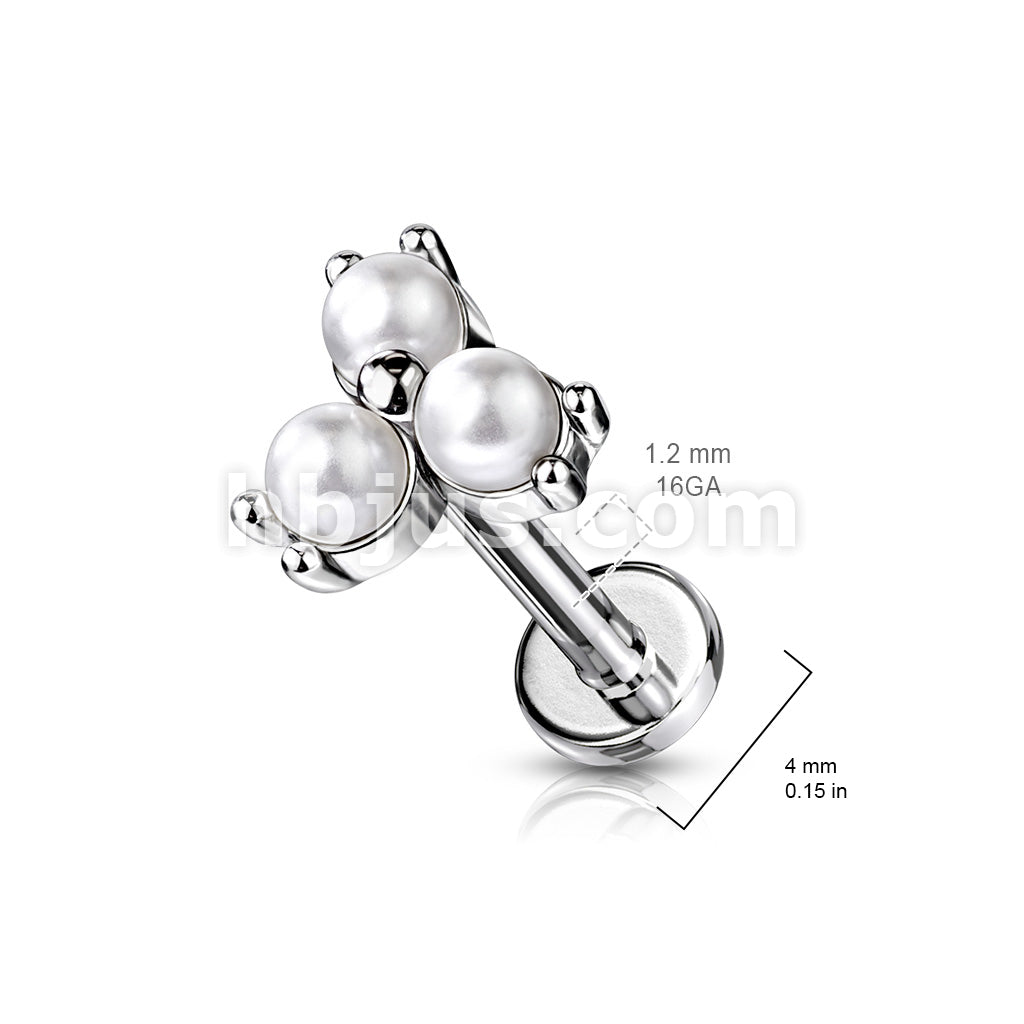 Pearl Prong Set Triangle Top on Internally Threaded 316L Surgical Steel... - Image 3