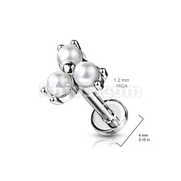 Pearl Prong Set Triangle Top on Internally Threaded 316L Surgical Steel... - Image 3