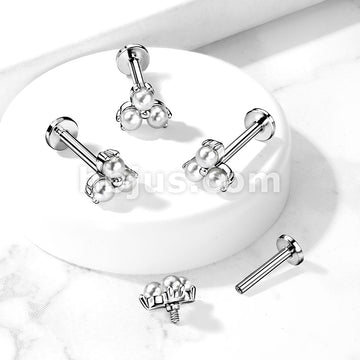 Pearl Prong Set Triangle Top on Internally Threaded 316L Surgical Steel...