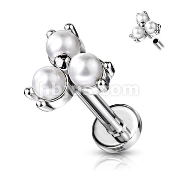 Pearl Prong Set Triangle Top on Internally Threaded 316L Surgical Steel... - Image 2