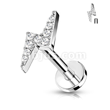 Lightning Bolt Paved With Round CZ Top Internally Threaded 316L... - Image 5