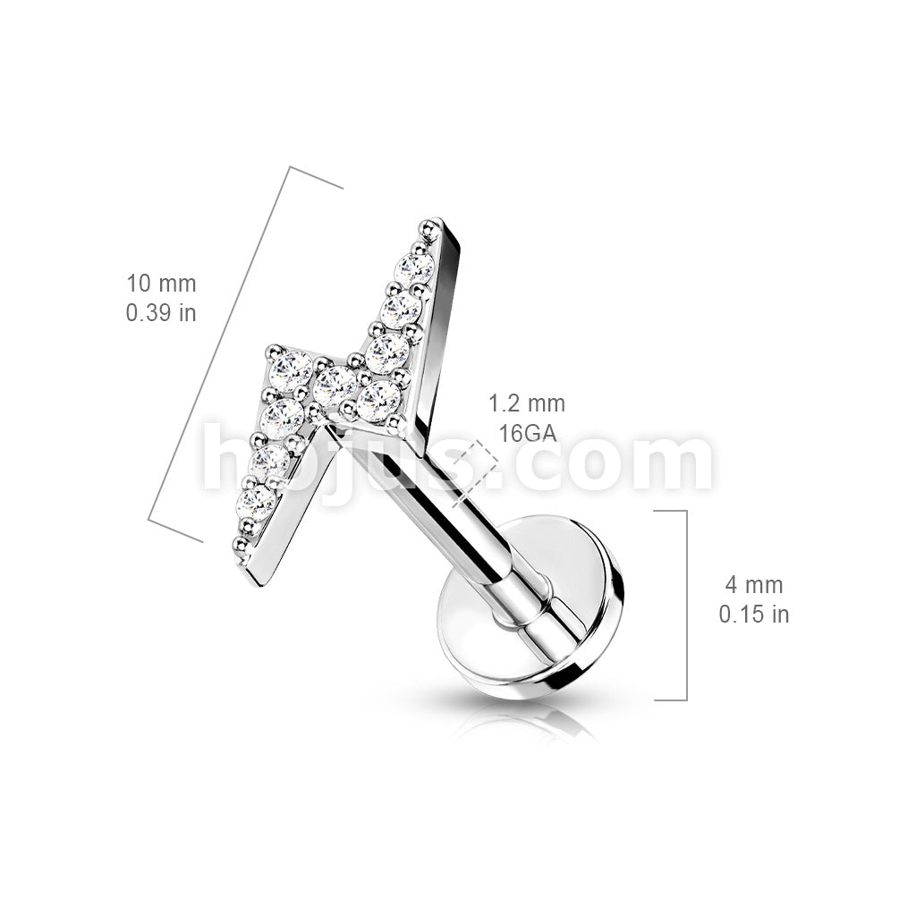 Lightning Bolt Paved With Round CZ Top Internally Threaded 316L... - Image 6