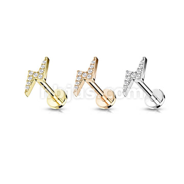 Lightning Bolt Paved With Round CZ Top Internally Threaded 316L... - Image 7