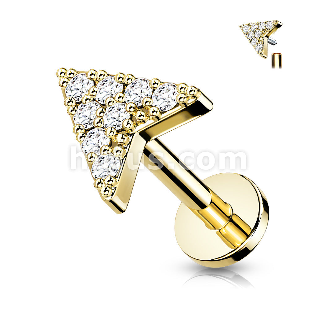 Round CZ Paved Chevron Arrow Top on Internally Threaded 316L Surgical... - Image 3